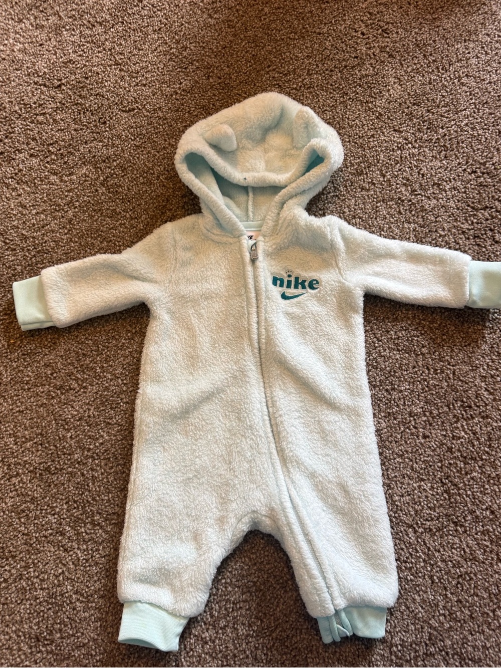Nike Baby Fleece One-Piece Romper in Pale Blue